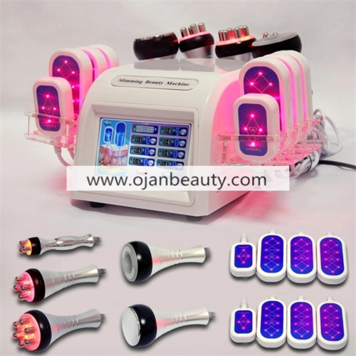 5 in 1 40K ultrasound vacuum cavitation RF slimming machine for weight loss and skin lifting with laser pads