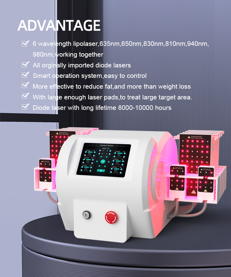 6d dural wavelength lipo laser machine 