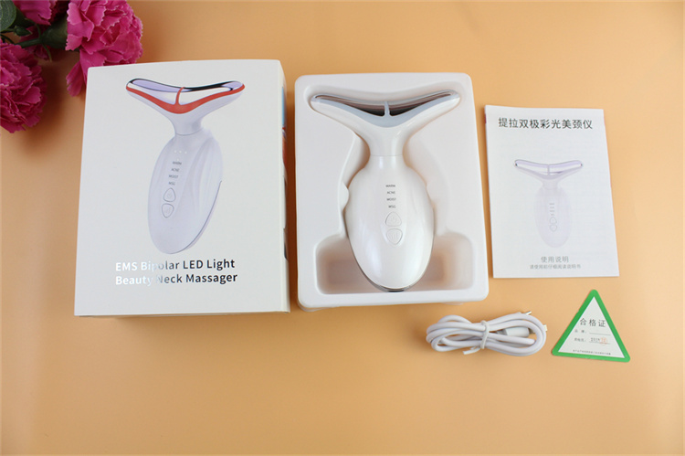 7 colours neck face lifting massager skin tighten device led anti beauty wrinkle