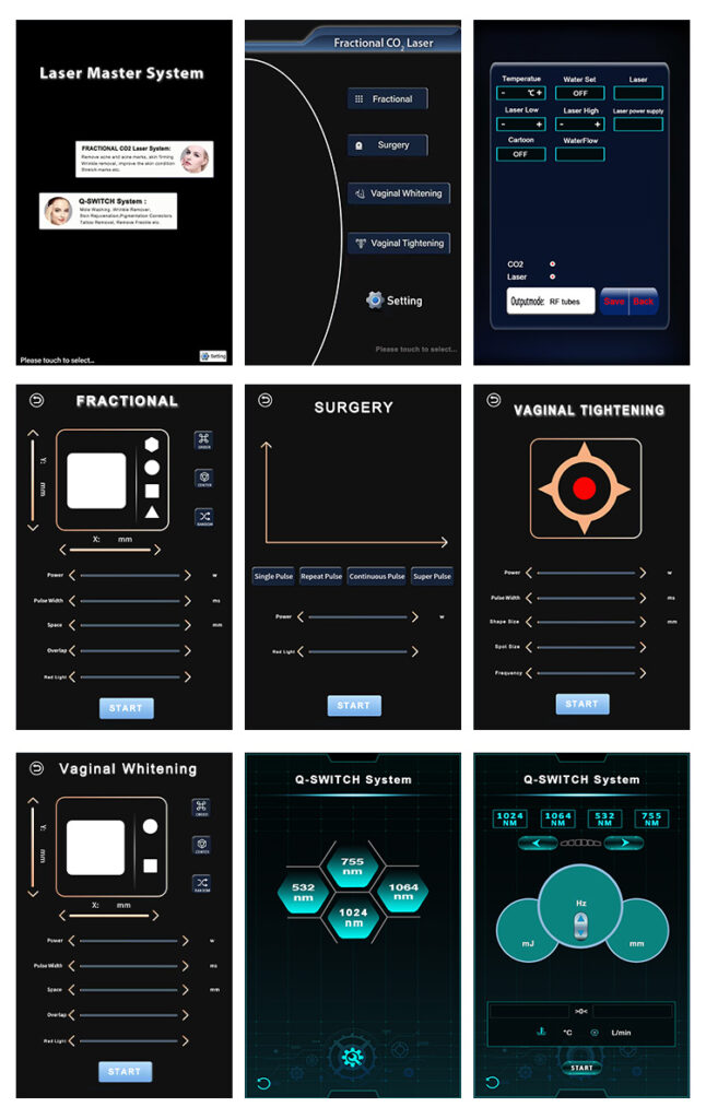 Display Screenshots Of CO2 Fractional Laser & Q-Switch Laser Machine